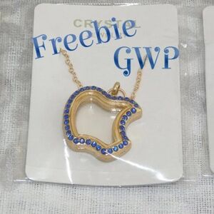 🎁 FREE w/$15 Navy Blue/Gold Apple Teacher Floating Charm Lockets Memory Pendant